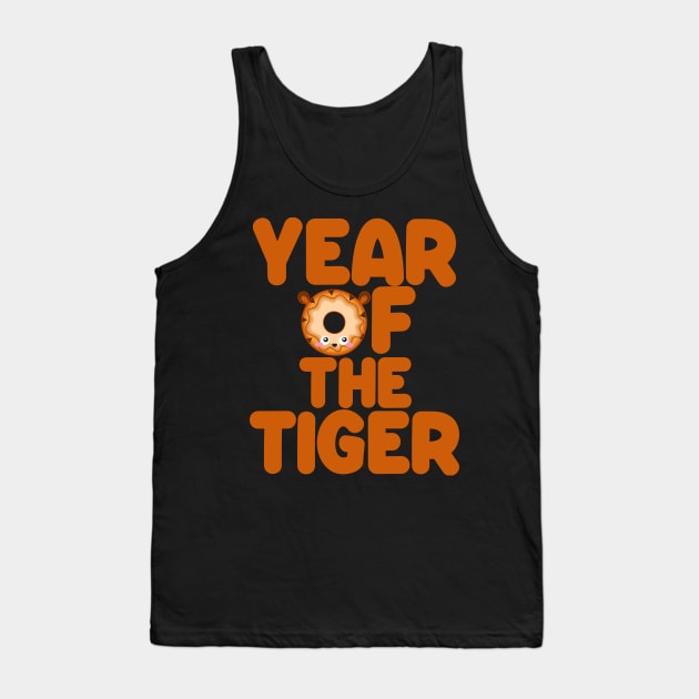 Kawaii Year Of The Tiger Donut Chinese New Year Tank Top by TheAparrelPub